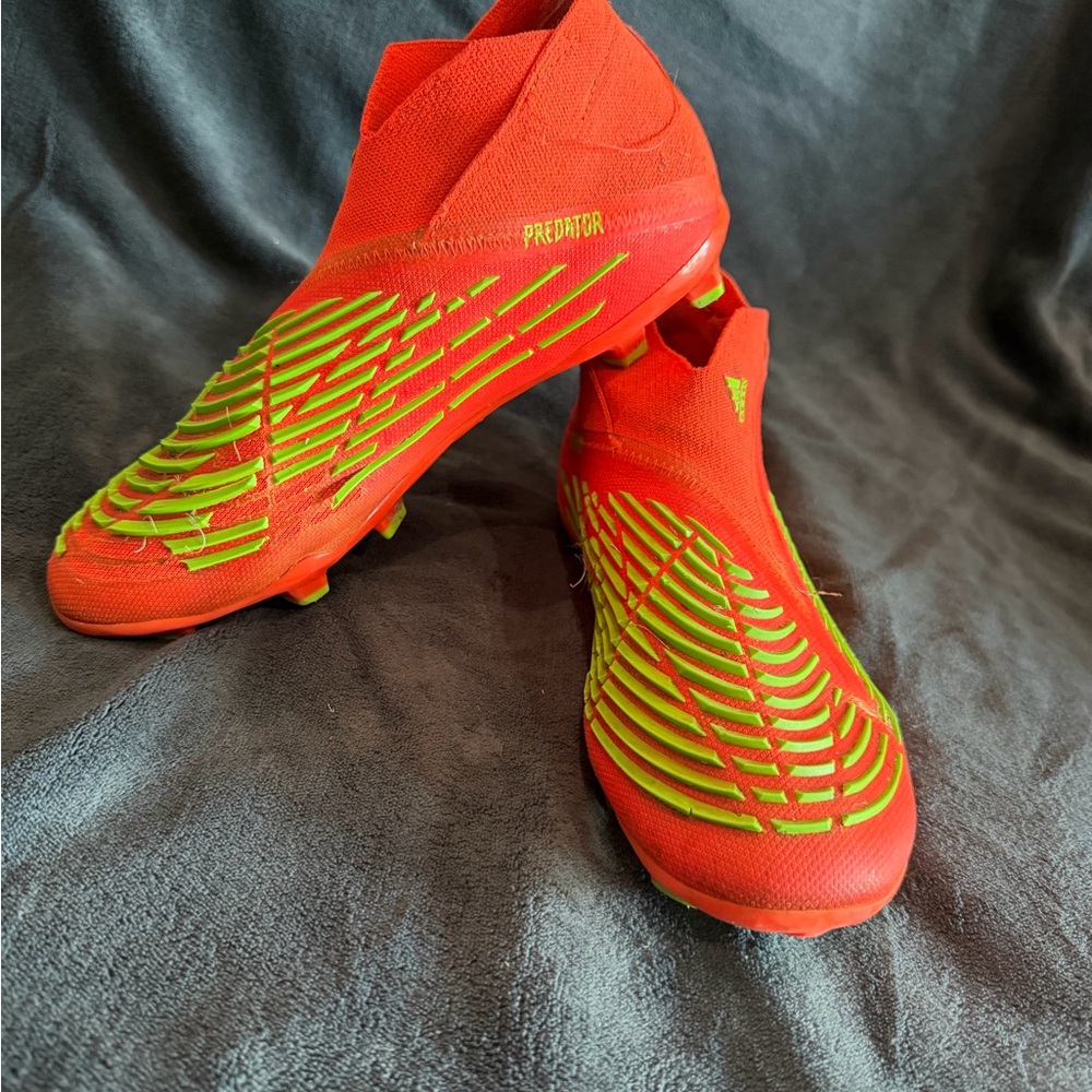 Adidas Predator Orange and Neon Green Cleats